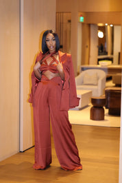 Esme Copper Satin Wide-Leg Pants