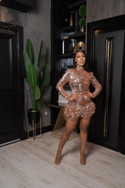 Life of the Party Rose Gold Sequin Dress Clothing Ellaé Lisqué XS