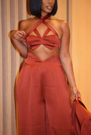 Esme Copper Satin Bralette Top