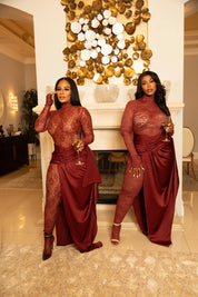 Fall in Love Wine Red Lace Catsuit for Curve and Plus Size Clothing Ellaé Lisqué