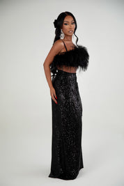 Mila Black Feather Top Clothing Ellaé Lisqué