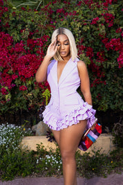 Endless Charm Lavender Sleeveless Ruffle Romper Clothing Ellaé Lisqué