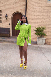 I Mean Business Green Backless Blazer Dress Clothing Ellaé Lisqué XL