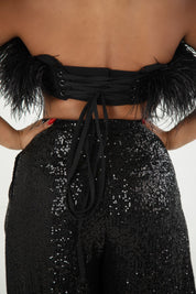 Mila Black Feather Top Clothing Ellaé Lisqué