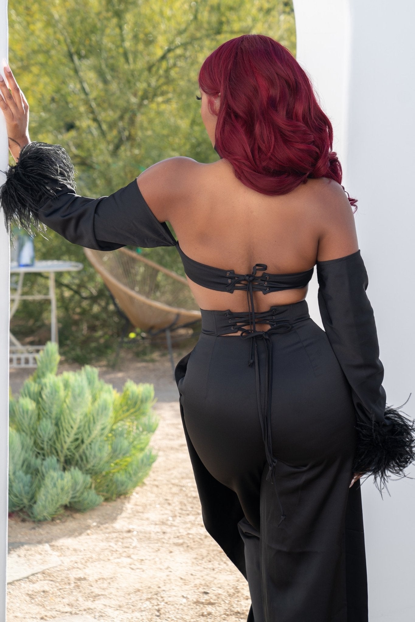 On the Prowl Black Feather Crop Top Clothing Ellaé Lisqué