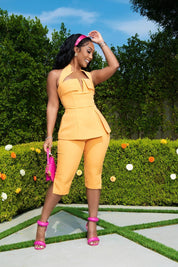 Blair Orange Capri Set Clothing Ellaé Lisqué