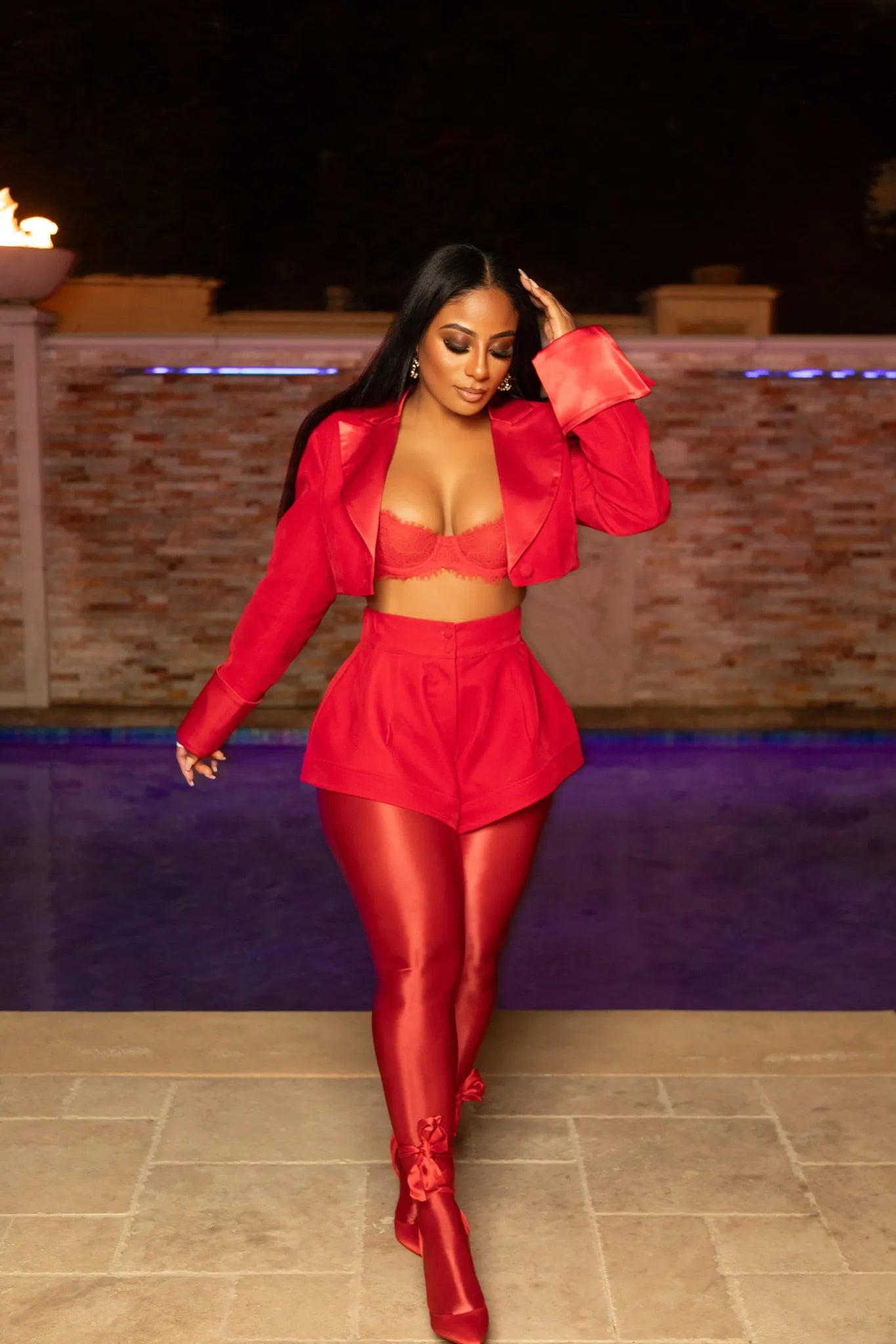 Out for the Night Red Shorts Set Clothing Ellaé Lisqué