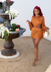 Set Me Free Orange Fringe Dress Clothing Ellaé Lisqué
