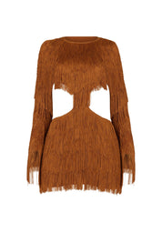 Set Me Free Orange Fringe Dress Clothing Ellaé Lisqué