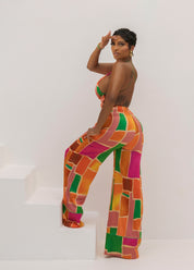 Sunset Oasis Orange Print Jumpsuit Clothing Ellaé Lisqué