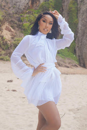 Sexy Sasha White Chiffon Wrap Dress Clothing Ellaé Lisqué