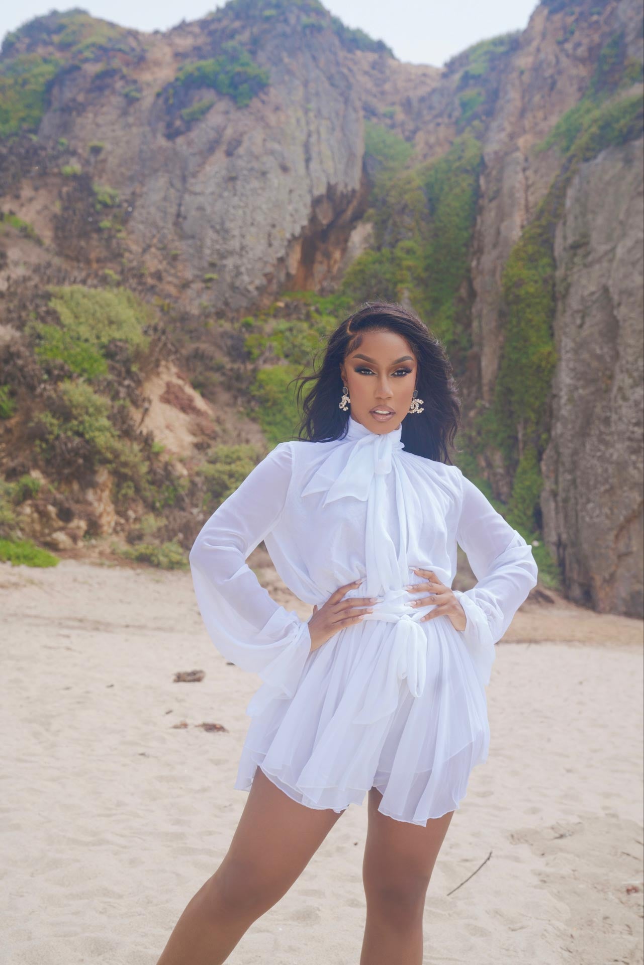 Sexy Sasha White Chiffon Wrap Dress Clothing Ellaé Lisqué