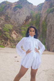 Sexy Sasha White Chiffon Wrap Dress Clothing Ellaé Lisqué