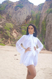 Sexy Sasha White Chiffon Wrap Dress Clothing Ellaé Lisqué