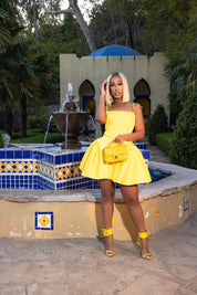 Nova Yellow Fit and Flare Dress Clothing Ellaé Lisqué