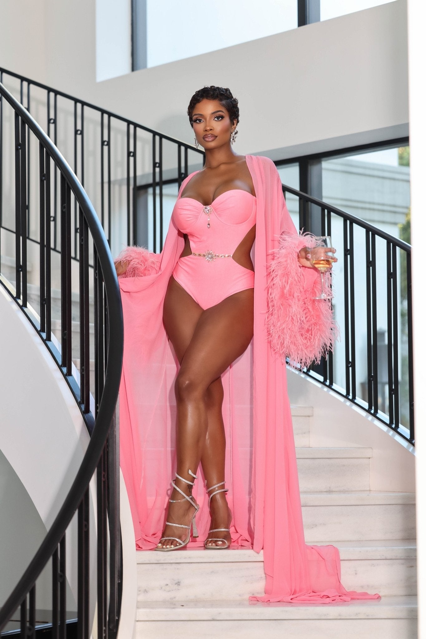 Chelsea Pink Cutout One-Piece Swimsuit Ellaé Lisqué