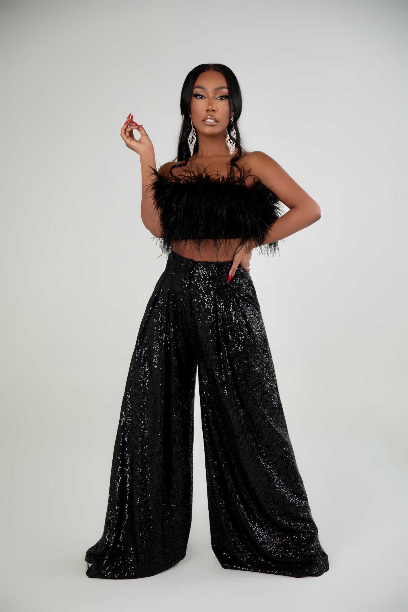 black sequin dress pants Midnight Twinkle Black Sequin Pants