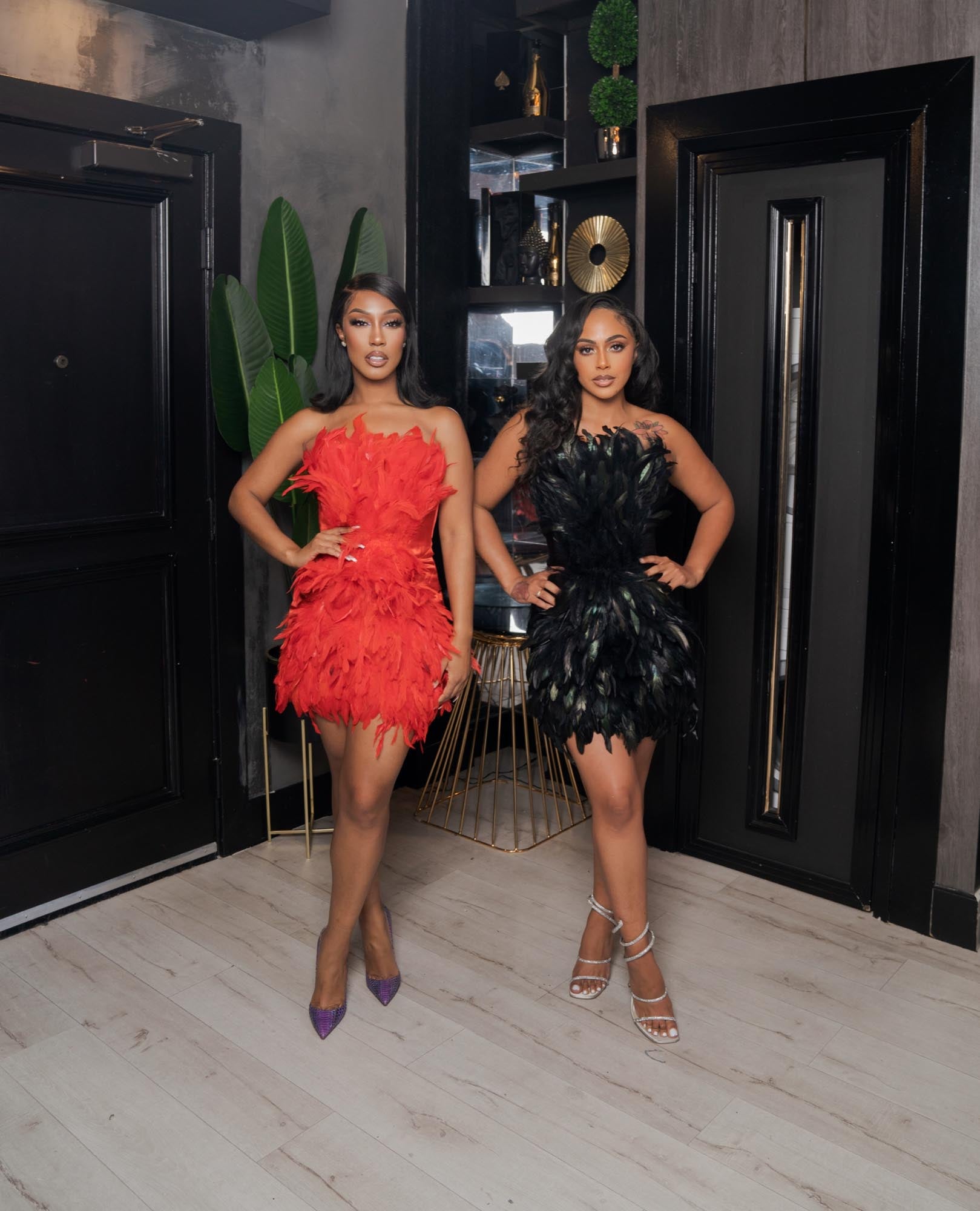 Red Swan Strapless Feather Dress Clothing Ellaé Lisqué M Red