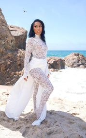 Fall in Love White Lace Catsuit Clothing Ellaé Lisqué