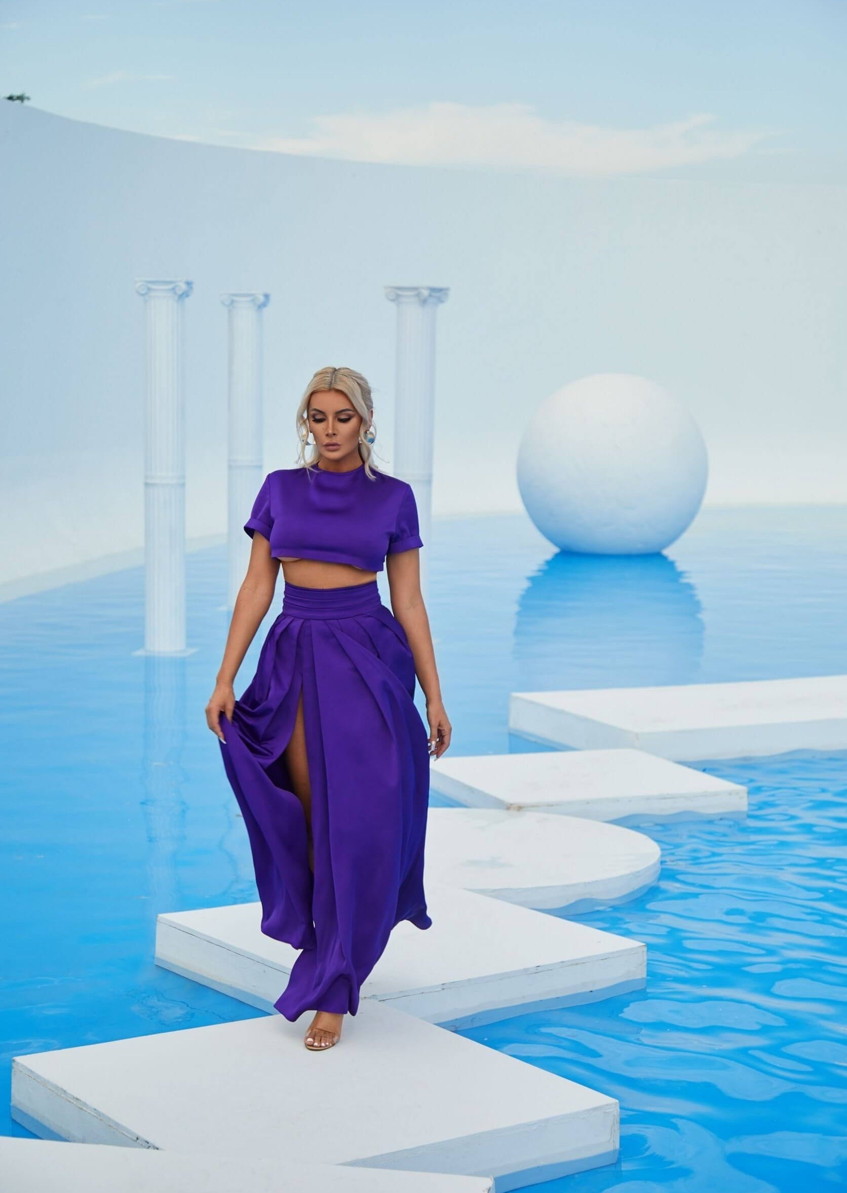 Dinner in St Tropez Purple Skirt Set Clothing EllaeLisque