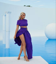 Dinner in St Tropez Purple Skirt Set Clothing EllaeLisque