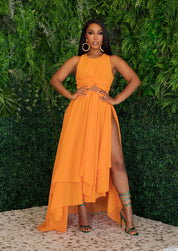 Femininity Orange Chiffon Maxi Dress Clothing Ellaé Lisqué