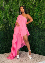 Glam Vacay Bubble Gum Pink Chiffon Maxi Dress Clothing Ellaé Lisqué XS