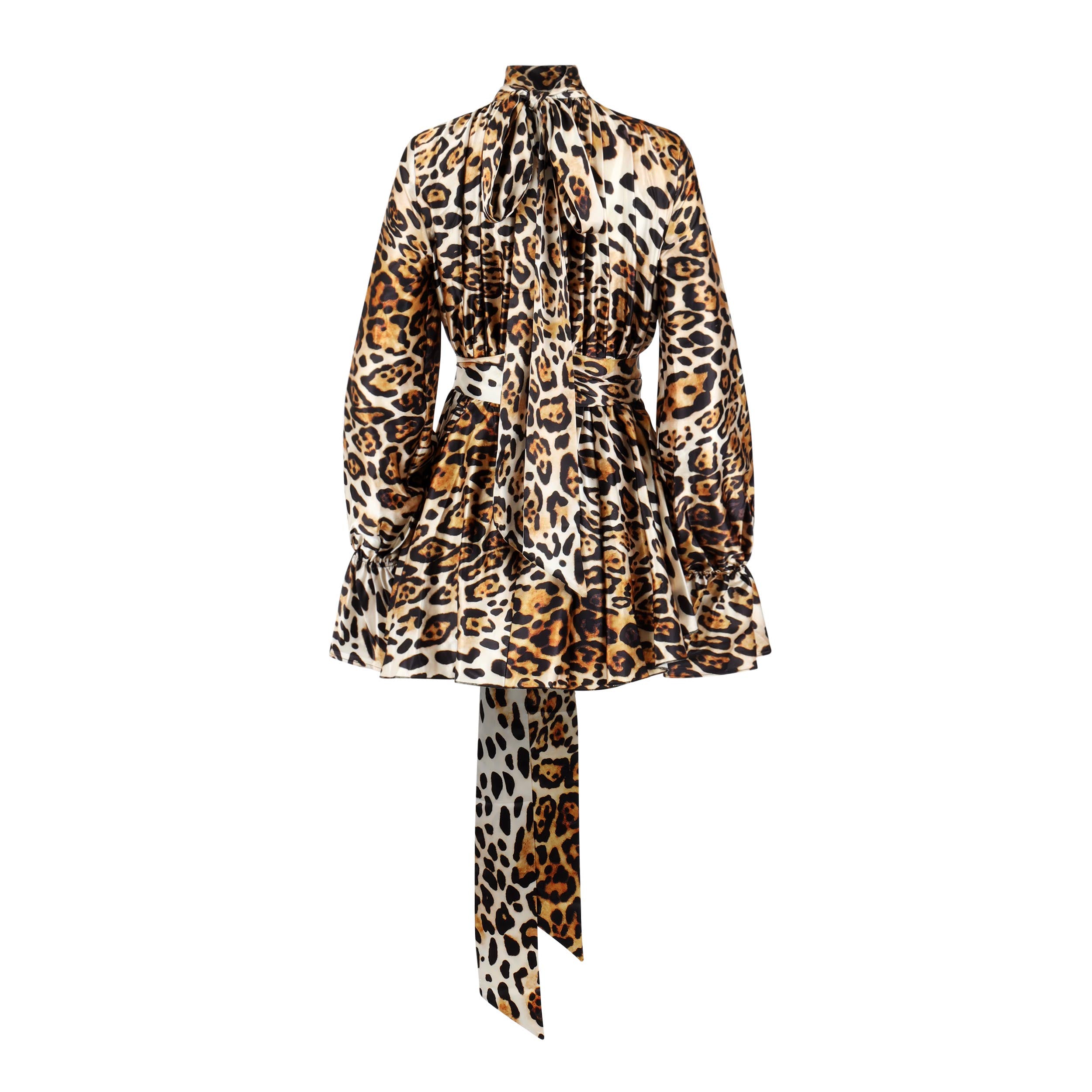 Sexy Sasha Leopard Print Satin Dress Clothing Ellaé Lisqué