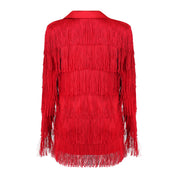 De La Fringe Red Blazer Dress Clothing Ellaé Lisqué