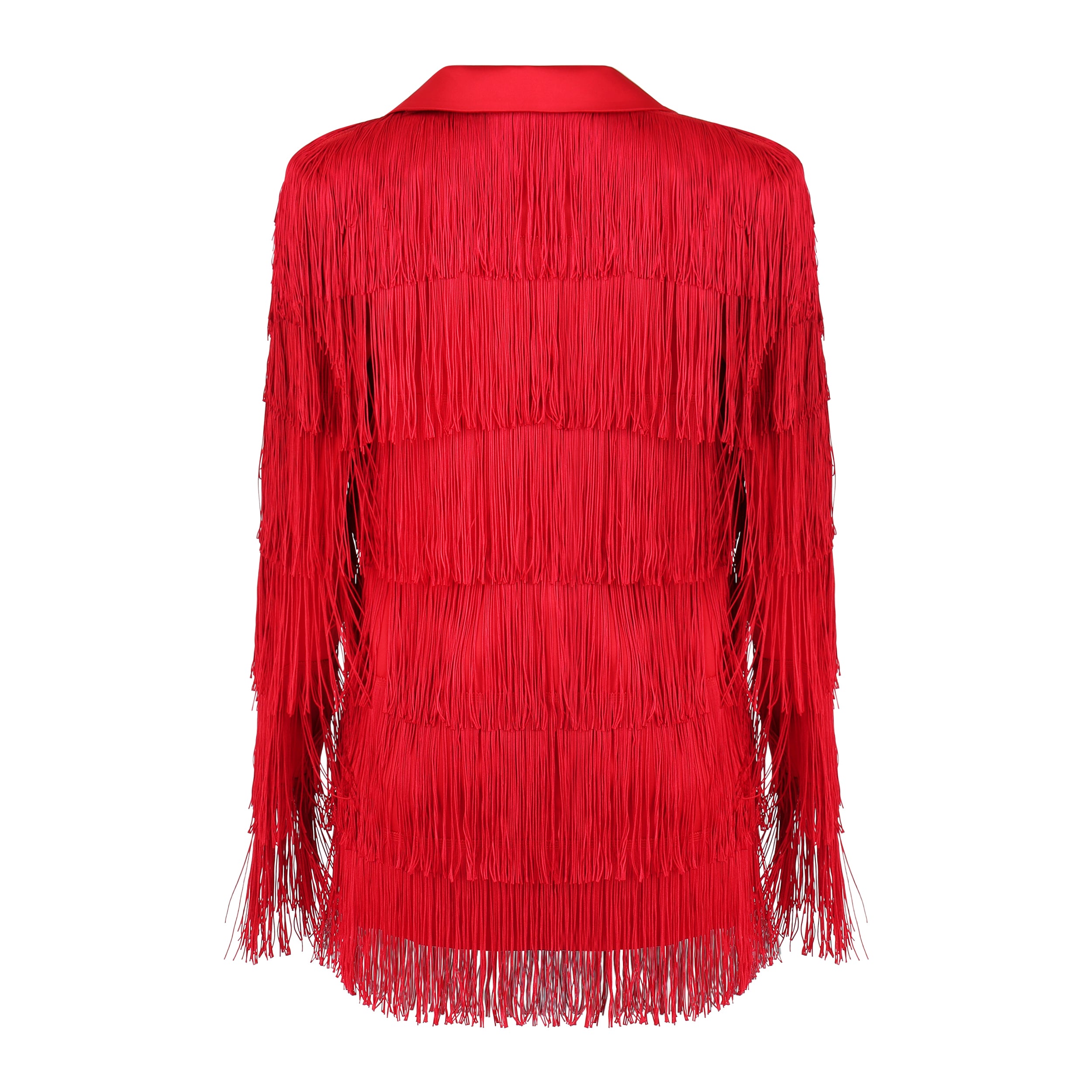 De La Fringe Red Blazer Dress Clothing Ellaé Lisqué