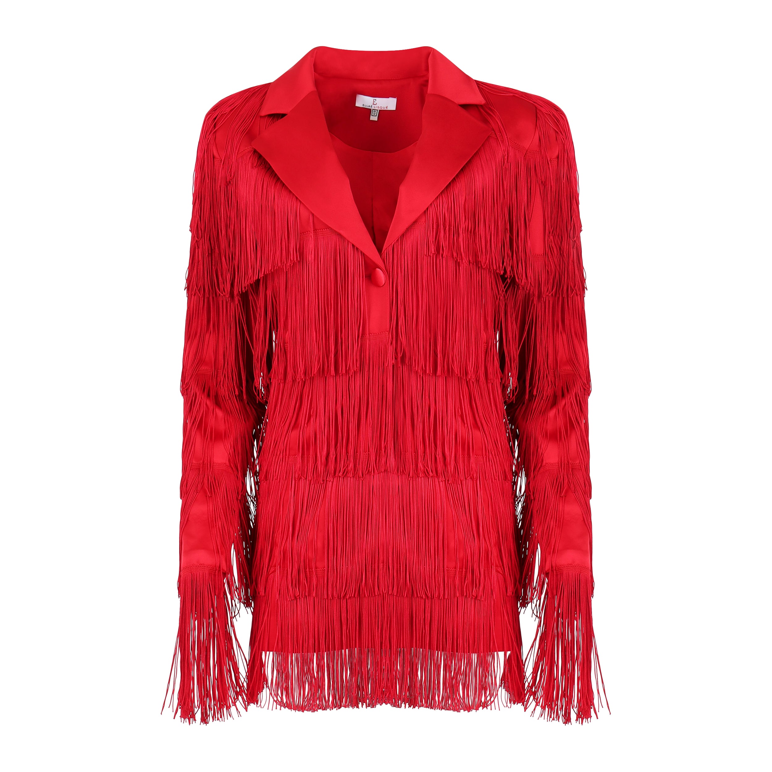 De La Fringe Red Blazer Dress Clothing Ellaé Lisqué