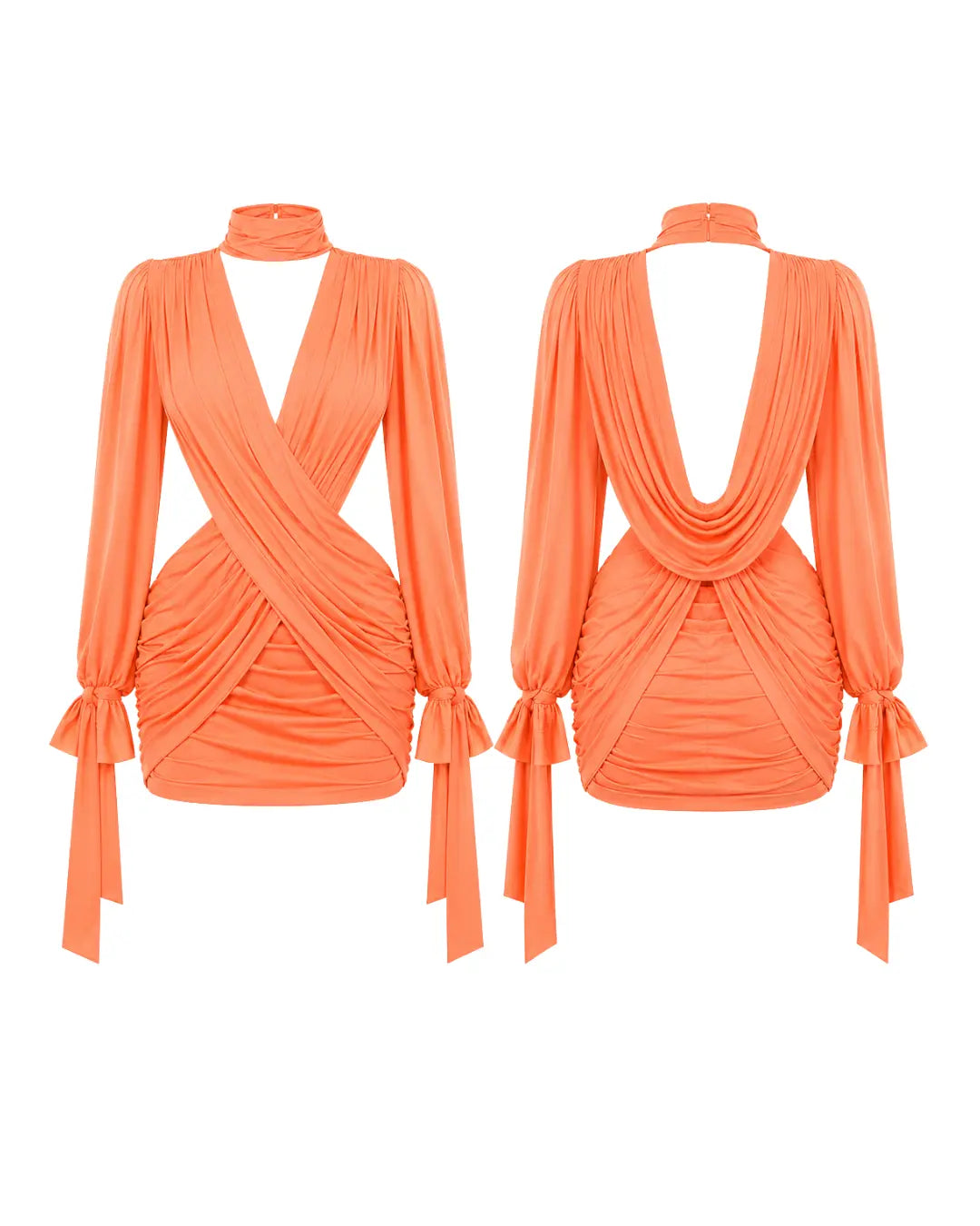 Athena Orange Cutout Drape Mini Dress