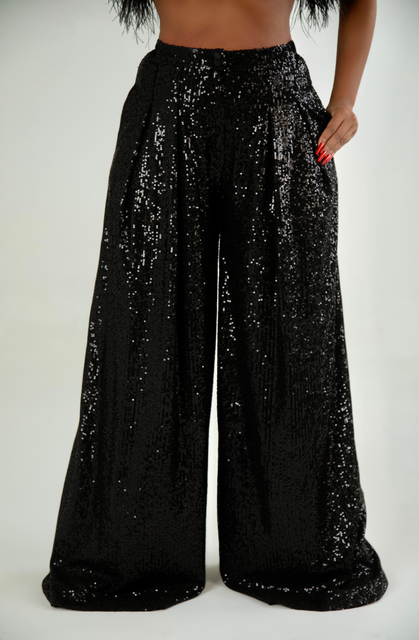 Luna Black Sequin Pants Clothing Ellaé Lisqué