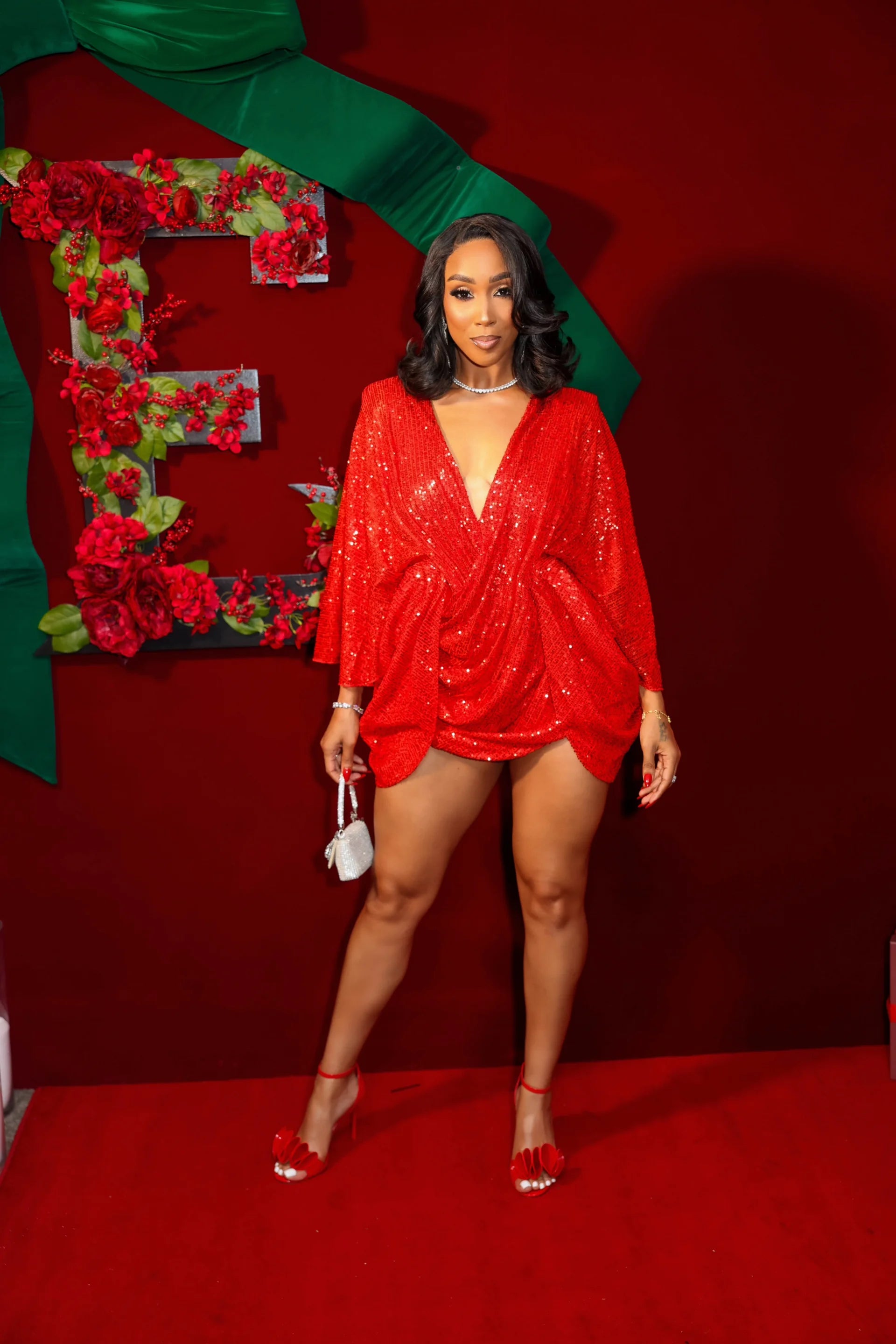 Center of Attention Red Sequin Dress Clothing Ellaé Lisqué