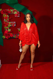 Center of Attention Red Sequin Dress