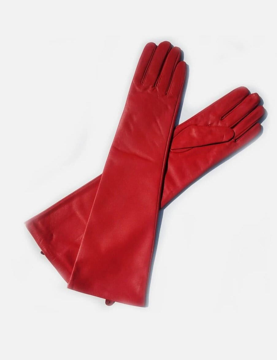 Red Kayla Leather Gloves Clothing Ellaé Lisqué