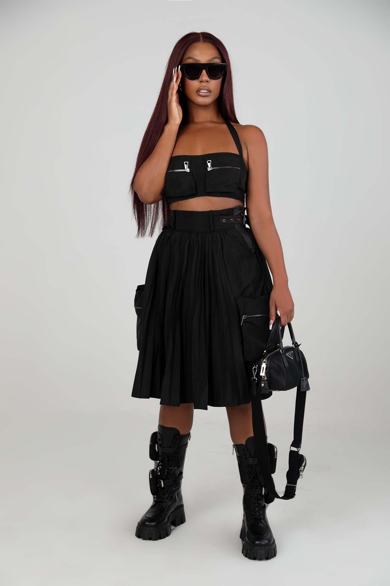 Ava Black Pleated Skirt Set Clothing Ellaé Lisqué