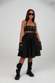 Ava Black Pleated Skirt Set Clothing Ellaé Lisqué