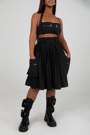 Ava Black Pleated Skirt Set Clothing Ellaé Lisqué