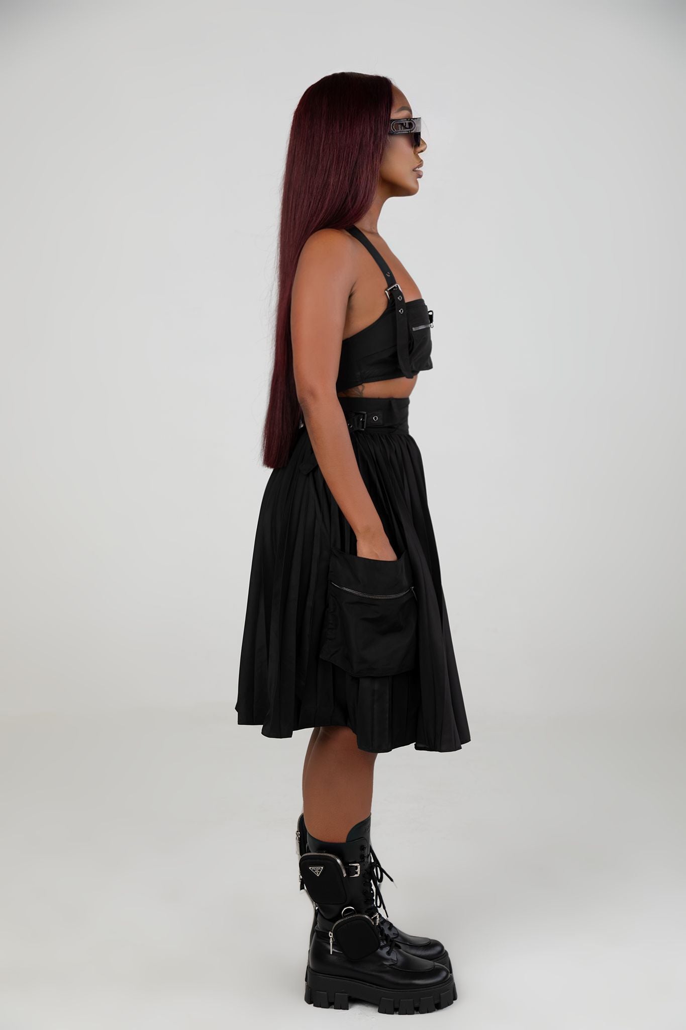 Ava Black Pleated Skirt Set Clothing Ellaé Lisqué