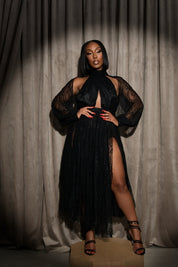 Claudia Black Lace Midi Dress Clothing Ellaé Lisqué