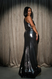 Eliana Silver Gray Metallic Cutout Gown Clothing Ellaé Lisqué
