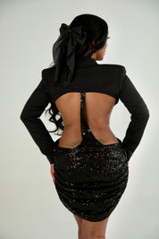 Bianca Black Sequin Backless Dress Clothing Ellaé Lisqué