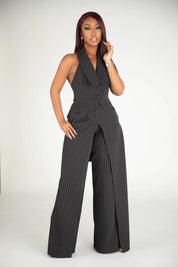 Timeless Moment Black Pinstripe Wide Leg Pants Clothing Ellaé Lisqué