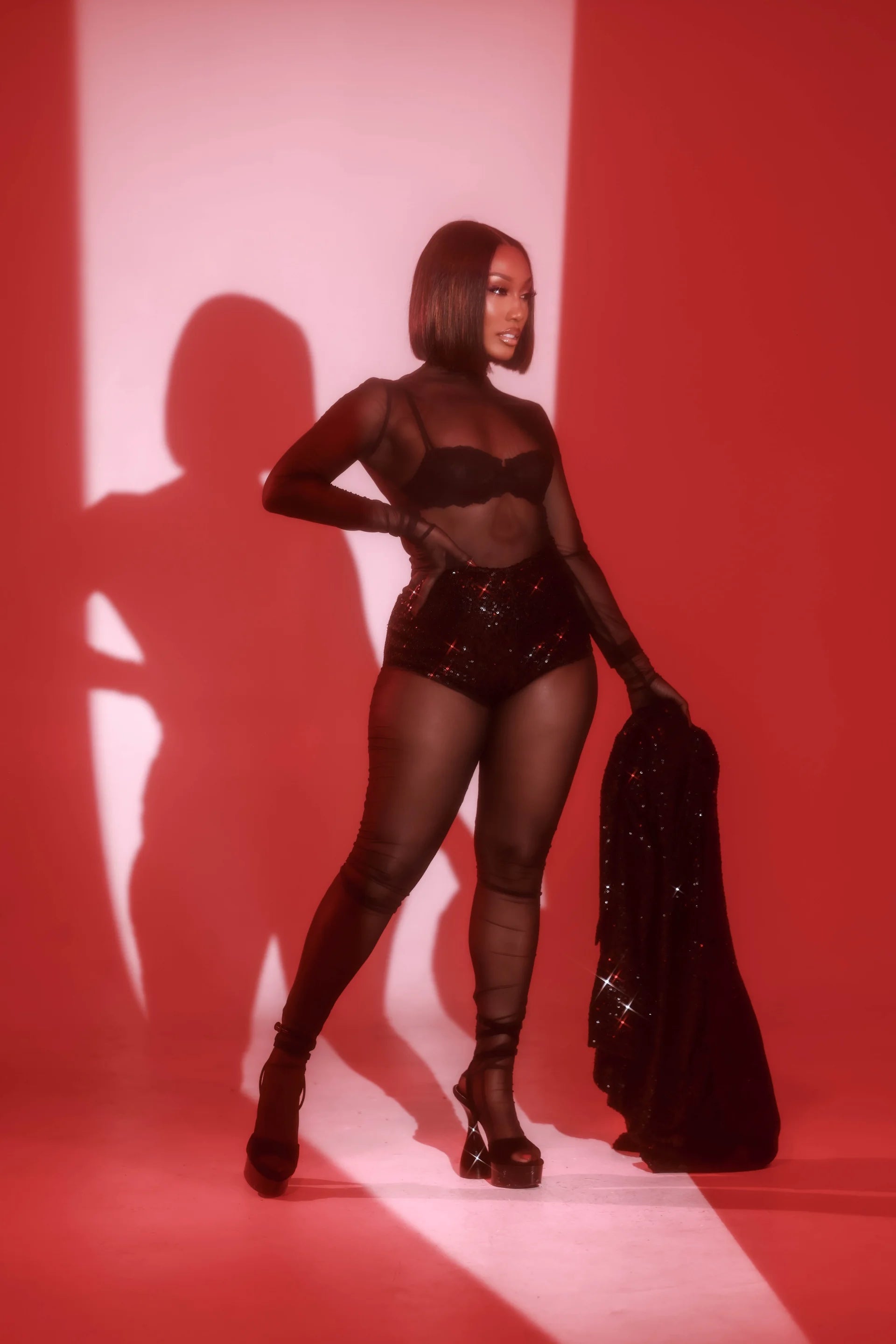 Molly Black Full Mesh Bodysuit Clothing Ellaé Lisqué