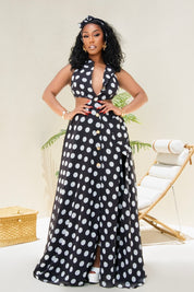 Yara Black and White Polka Dot Maxi Dress Clothing Ellaé Lisqué