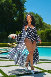 Ayla Black and White Polka Dot Swimsuit and Cover-up Clothing Ellaé Lisqué