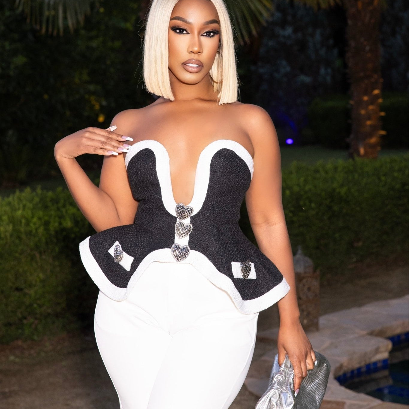 Power Play Black and White Corset Top Clothing Ellaé Lisqué