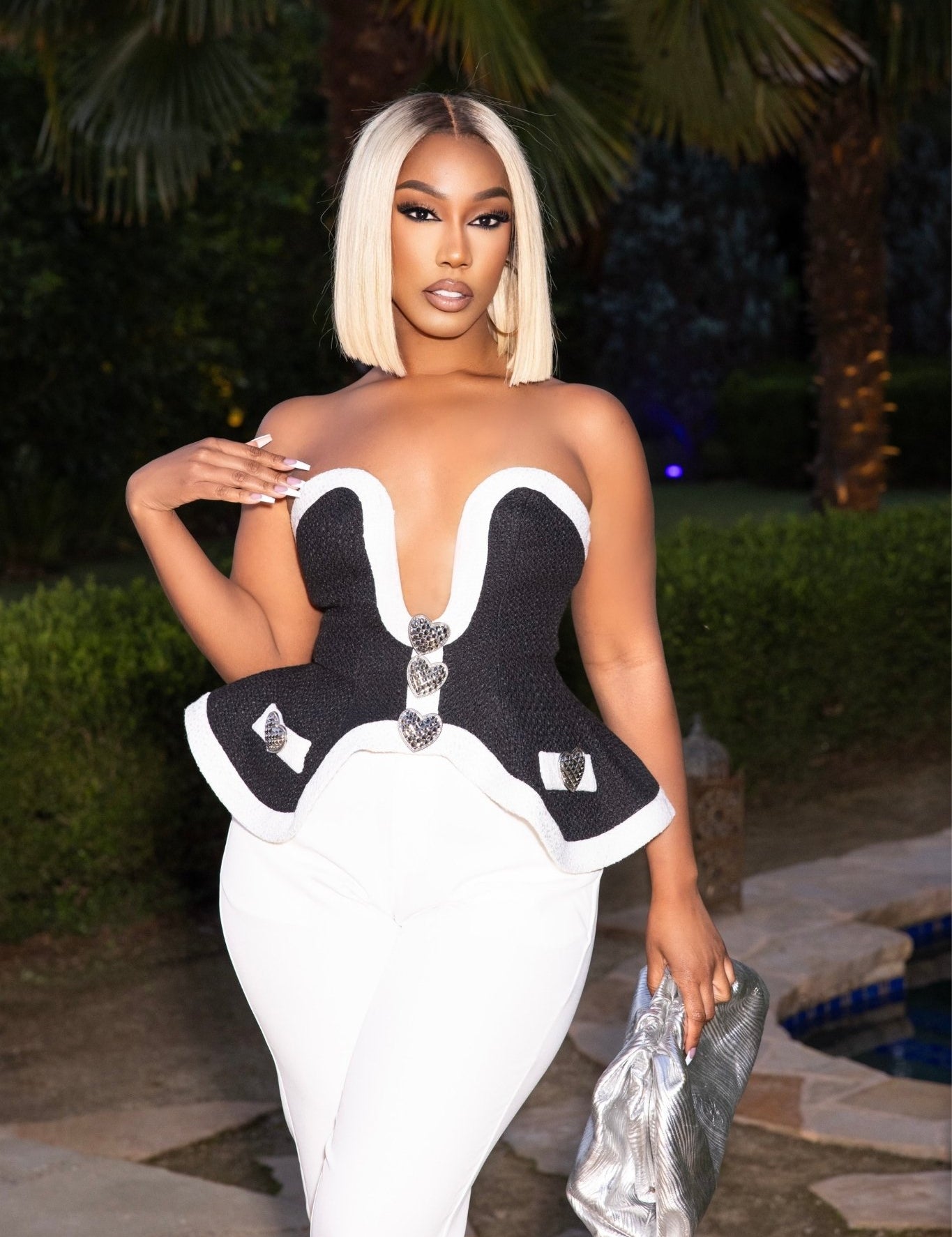 Power Play Black and White Corset Top Clothing Ellaé Lisqué