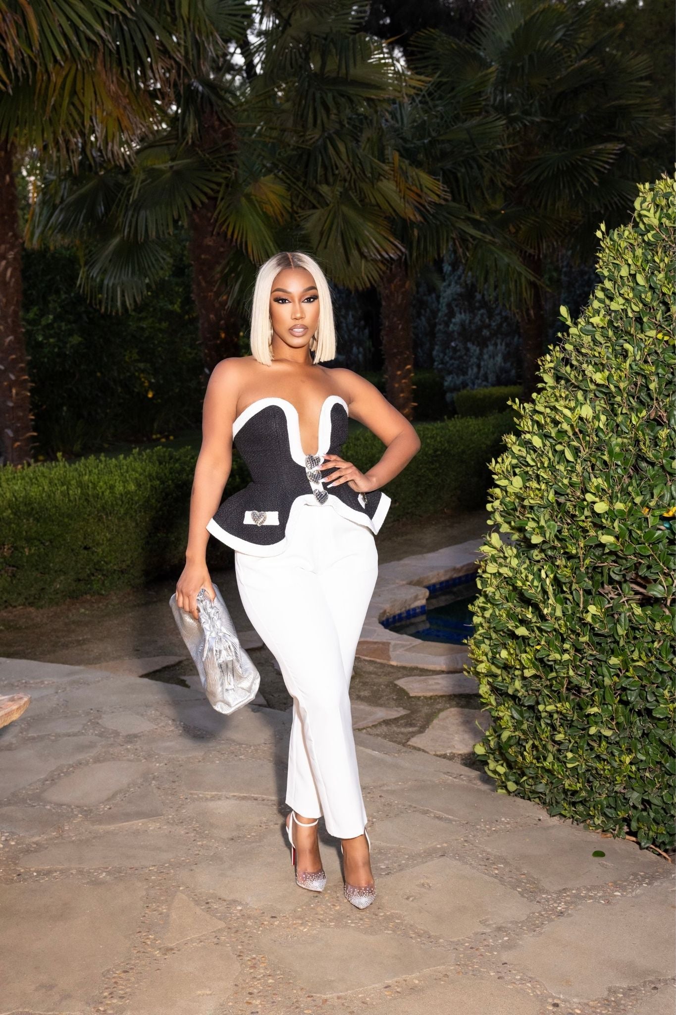 Power Play Black and White Corset Top Clothing Ellaé Lisqué